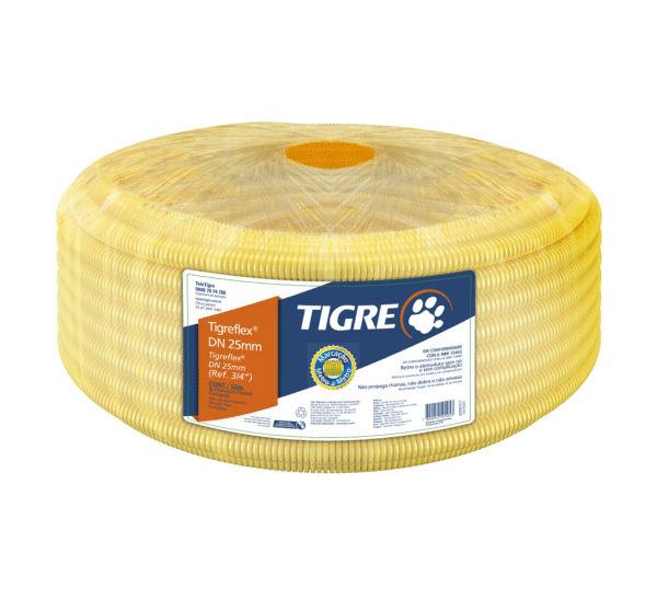 Eletroduto Corrugado Pvc Tigre flex 32mm 1''  25M Amarelo Tigre  14210326