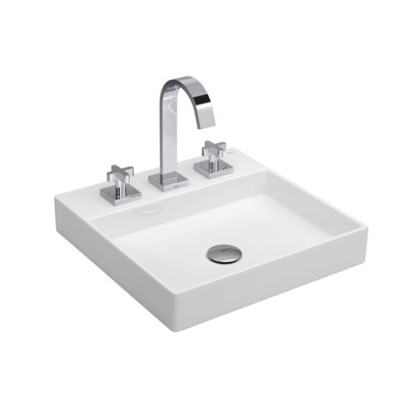 Cuba de Sobrepor Quadrada com Mesa 40cm Branco Deca L.129.17